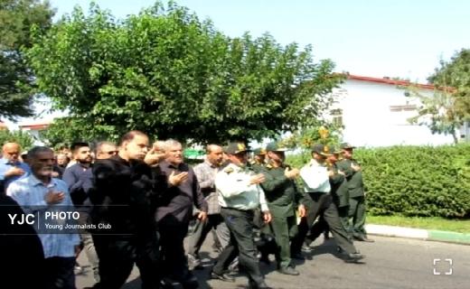 تشییع پیکر پاک پیر جبهه های جنگ حاج حسن جوشن در رشت + فیلم و تصاویر