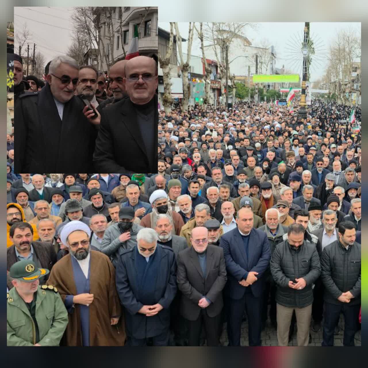 در حاشیه راهپیمایی ۲۲ بهمن لنگرود:بروجردی: پیام ملت ایران روشن است؛ آمریکا هیچ غلطی نمی‌تواند بکند